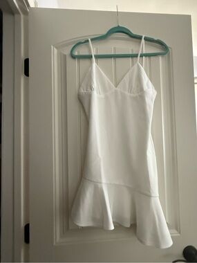 Hello Molly Take Me to Dance Mini Dress - White Slip Dress with Flounce Hem